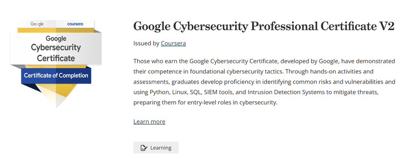 Google Cybersecurity Certificate