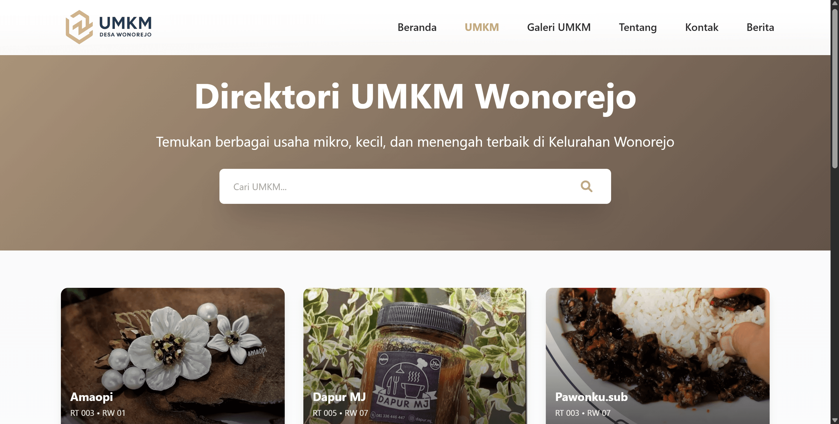 Direktori UMKM Wonorejo