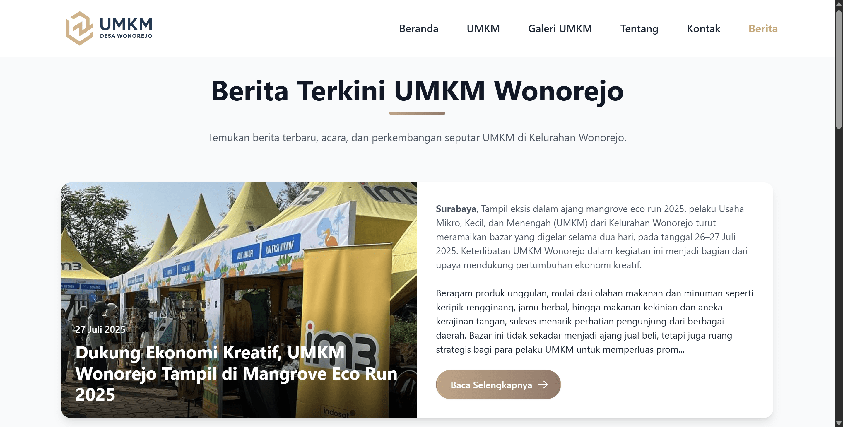 Berita UMKM Wonorejo